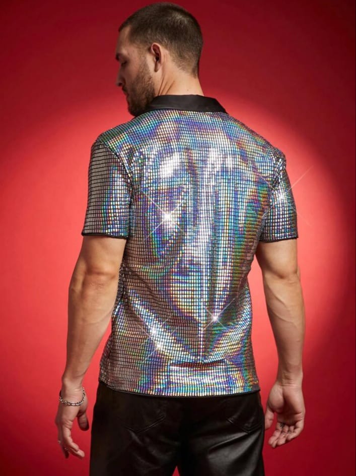 Uptown Funky Men's Fashionable Laser Metallic Feel Partywear Shirt